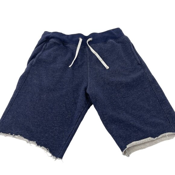 H&M Basic Mens Blue Drawstring Raw Hem Shorts Cotton Blend Medium - Picture 7 of 11